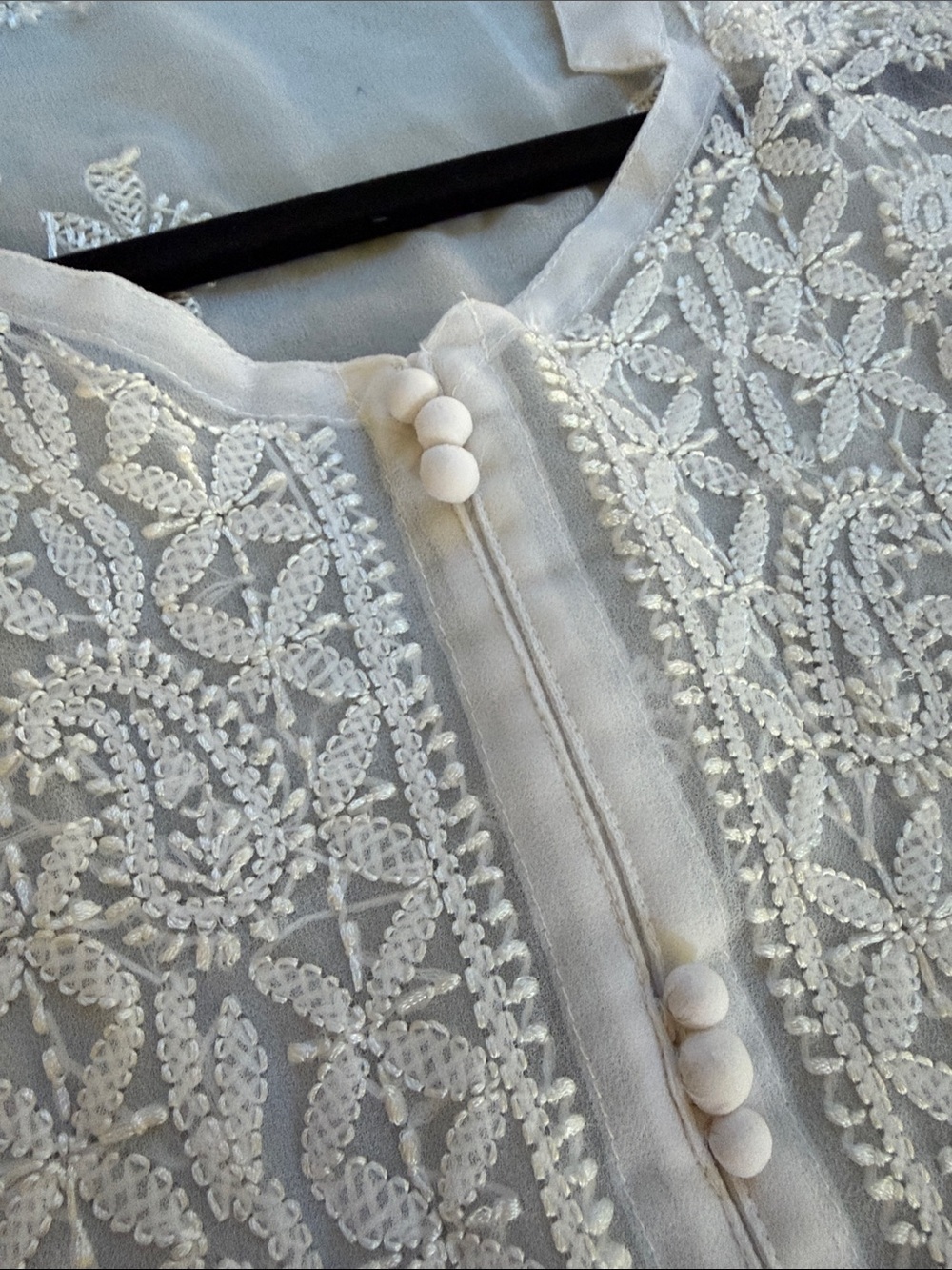Sheer White Embroidered Button-Front Robe Cover-Up - Picture 10 of 16